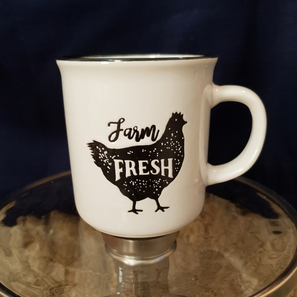 Vintage White and Black Farm Mug
